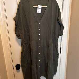 Madewell Khaki V-Neck Dress